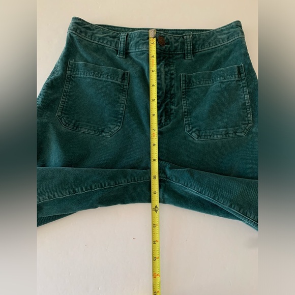 Faherty Patch Pocket Flare Leg Stretch Corduroy Pants Green Raw Hem Size 26 - Picture 10 of 11